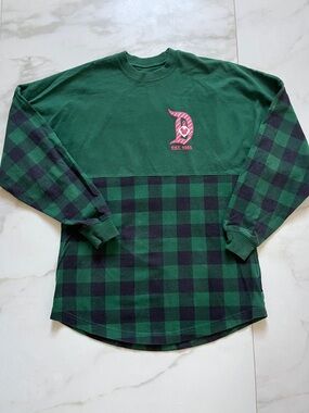 Disney Disneyland Resort Christmas Spirit Jersey Green Buffalo Plaid